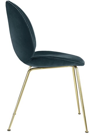 Gubi Beetle Dining Chair | Steel Blue & Brass Semi Matt Base Gubi Beetle Dining Chair | Steel Blue & Brass Semi Matt Base