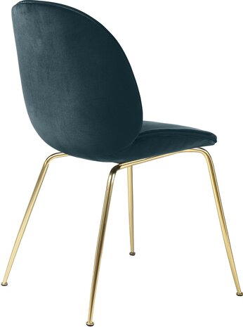 Gubi Beetle Dining Chair | Steel Blue & Brass Semi Matt Base Gubi Beetle Dining Chair | Steel Blue & Brass Semi Matt Base