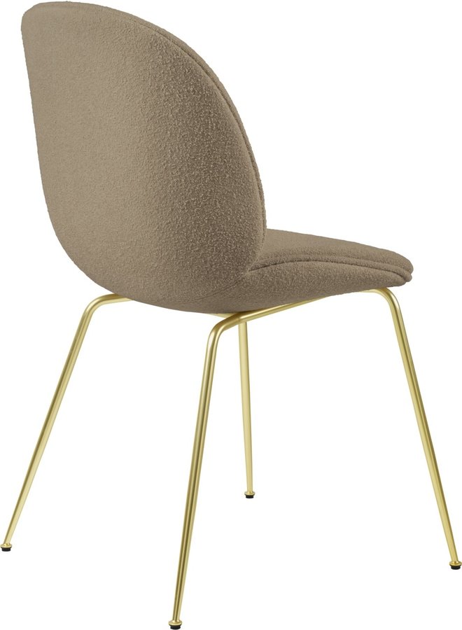 Beetle Dining Chair | Light Bouclé 003 & Brass Semi Matt Base