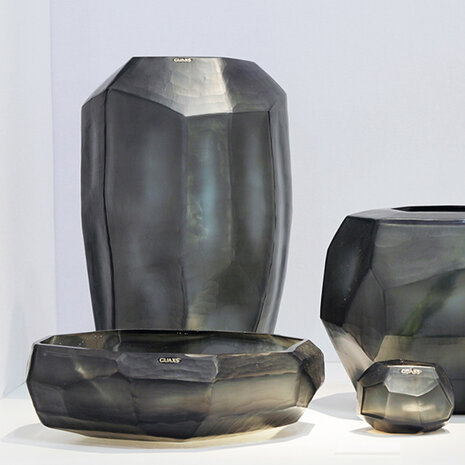 Guaxs Vase Cubistic Tall | Indigo / Smoke gray