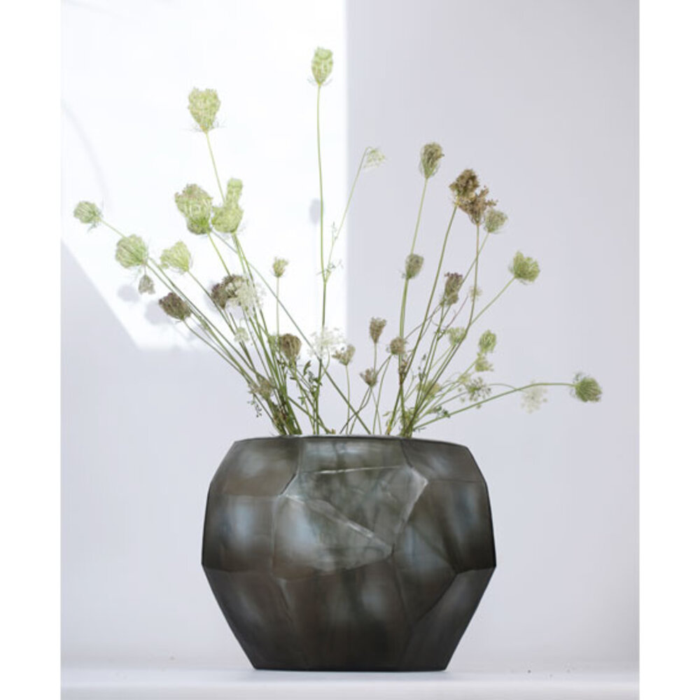 Guaxs Jarrón redondo cubista | Índigo / Gris humo