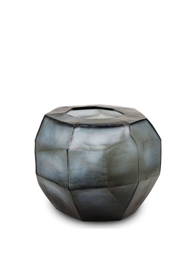 Vase Rond Cubistique | Indigo / Gris fumé
