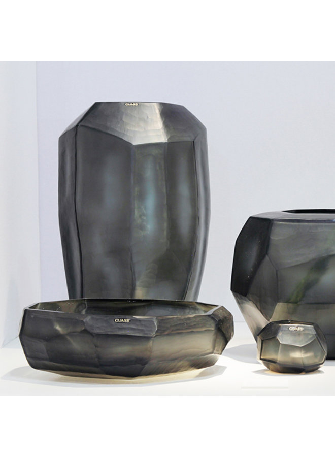 Vase kubistisk rund | Indigo / Smoke grå