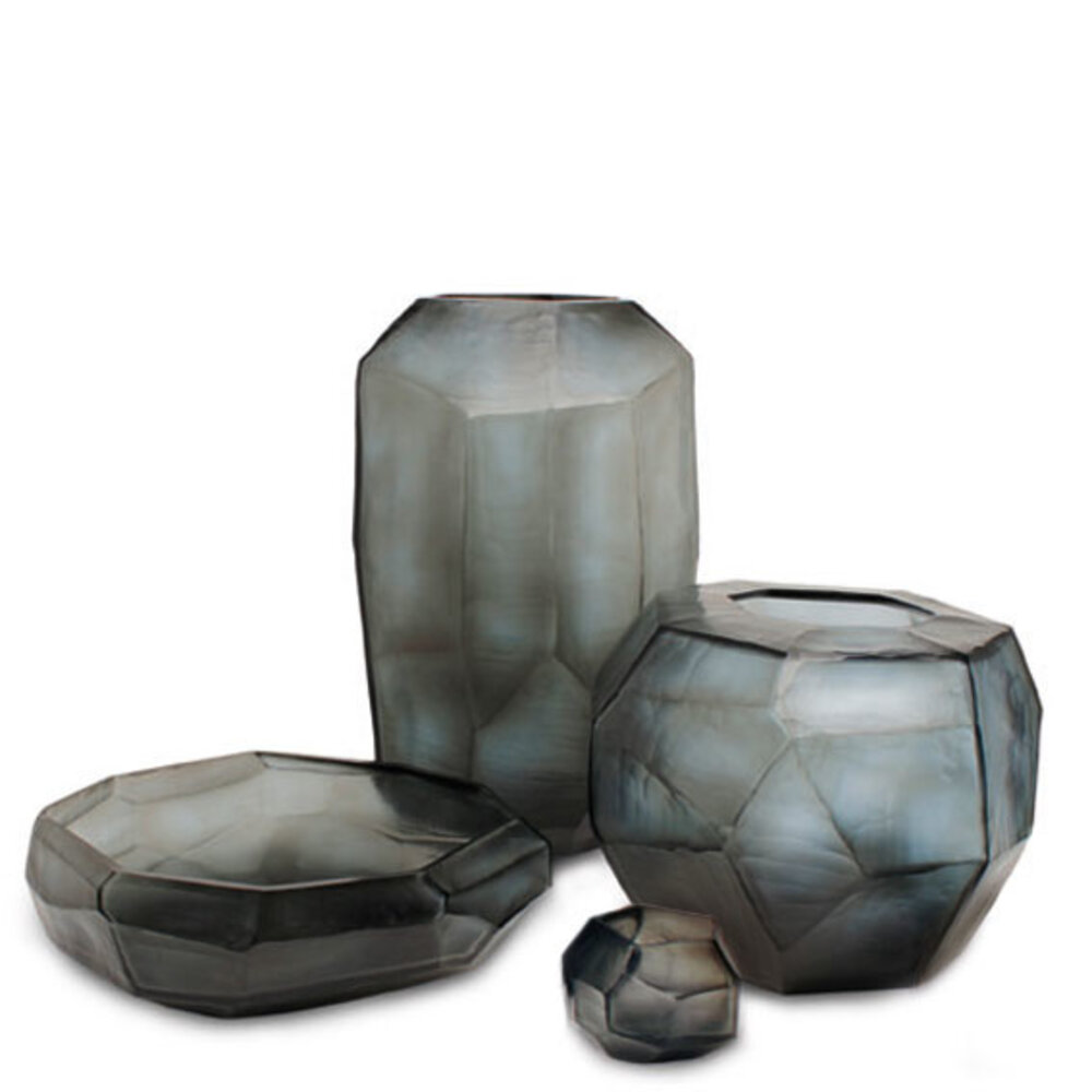 Guaxs Vase Cubistic Round | Indigo / Smoke gray