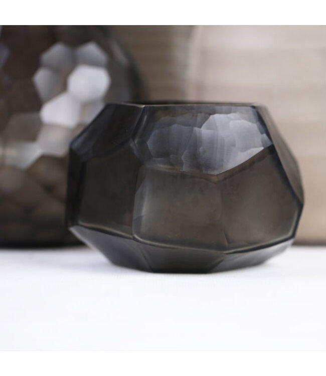 Guaxs Porte-bougie chauffe-plat cubiste | Indigo / Gris fumé