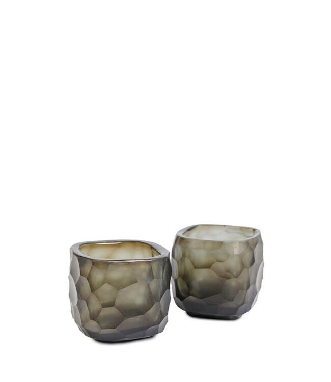 Guaxs Yava Teelichthalter | Indigo / Rauchgrau