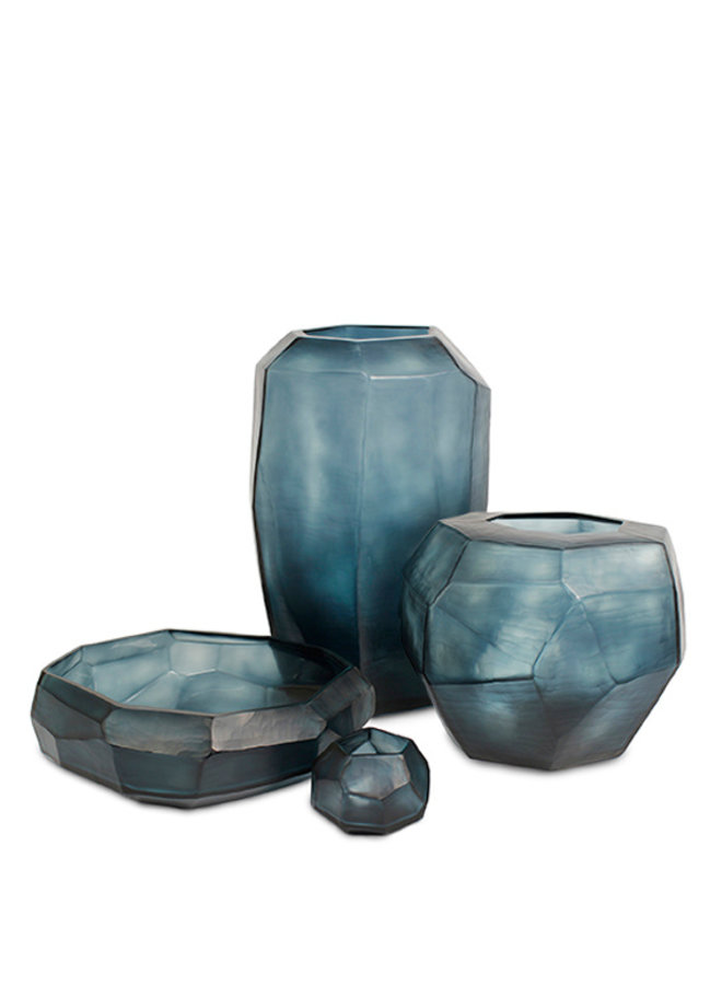 Vase kubistisch rund | Ozeanblau / Indigo