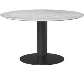 Gubi 2.0 Dining Table | White Carrara Marble & Black Base 130 cm Gubi 2.0 Dining Table | White Carrara Marble & Black Base 130 cm