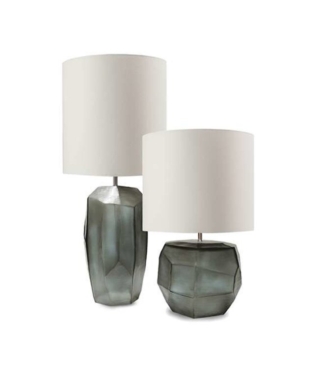 Guaxs Lampe de table ronde cubiste | Indigo / Gris fumé