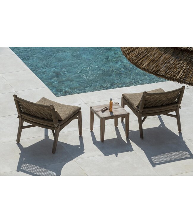 GOMMAIRE Outdoor Meubels | Organic Living Poltrona Fiona | Teak Grigio Naturale / Vimini PE Antique Weed