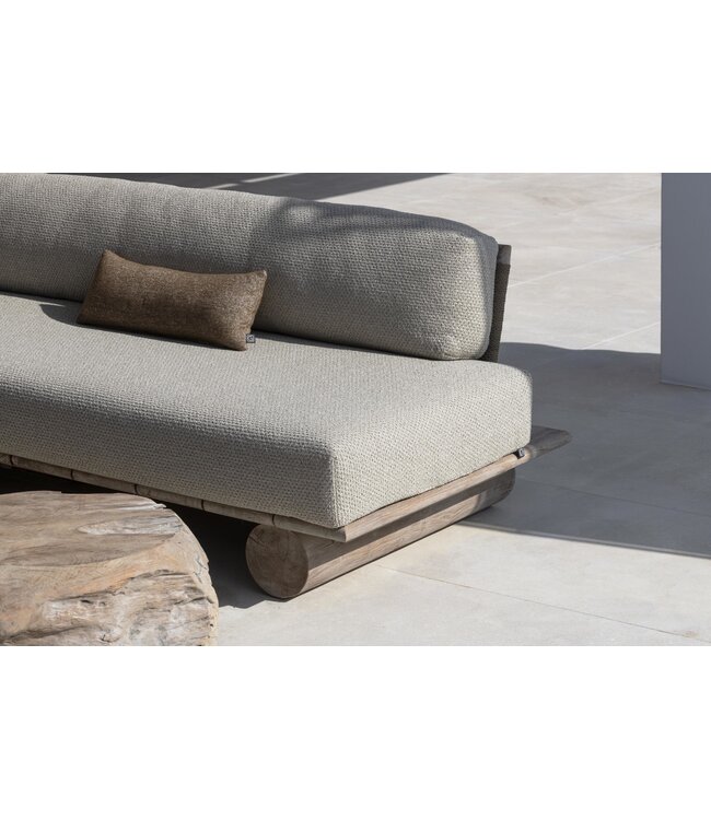 GOMMAIRE Outdoor Meubels | Organic Living Bordure de canapé | Teck gris naturel et résine tressée PE Antique Weed