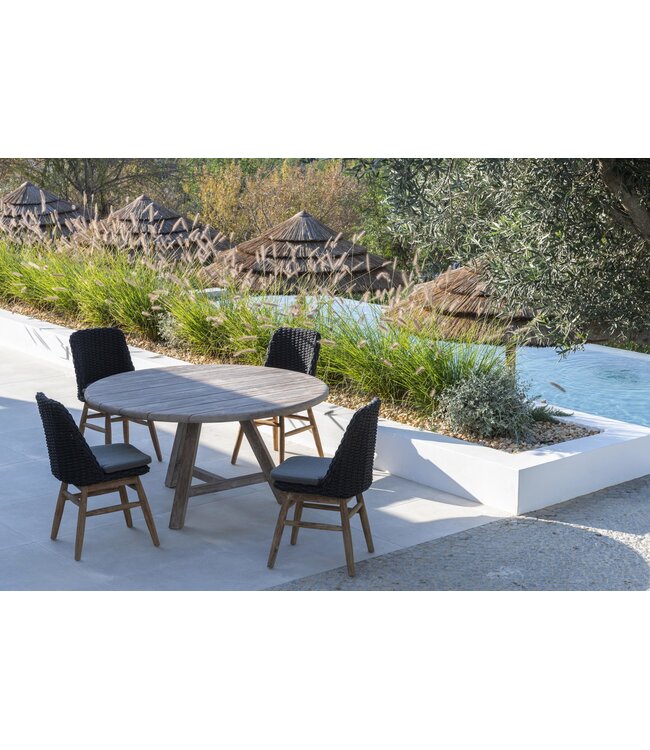GOMMAIRE Outdoor Meubels | Organic Living Mesa redonda grande Anton | Teca reciclada gris natural