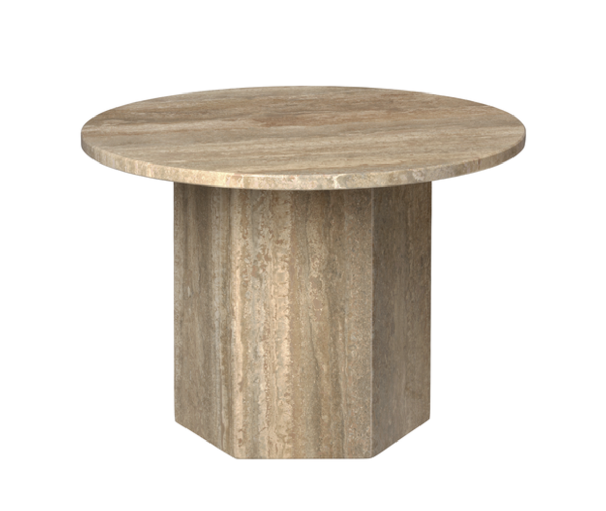 Gubi Table Basse Epic Ronde Ø60 | Travertin taupe chaud