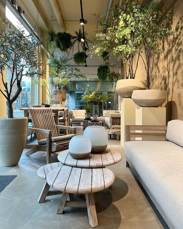 GOMMAIRE Outdoor | Organic Living Mesa de centro Anton, juego de 3 | Teca reciclada, gris natural