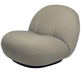 Gubi Pacha Lounge Chair | Helt polstret Vidar & Black Semi Matt Base, Returning Swivel Gubi Pacha Lounge Chair | Helt polstret Vidar & Black Semi Matt Base, Returning Swivel