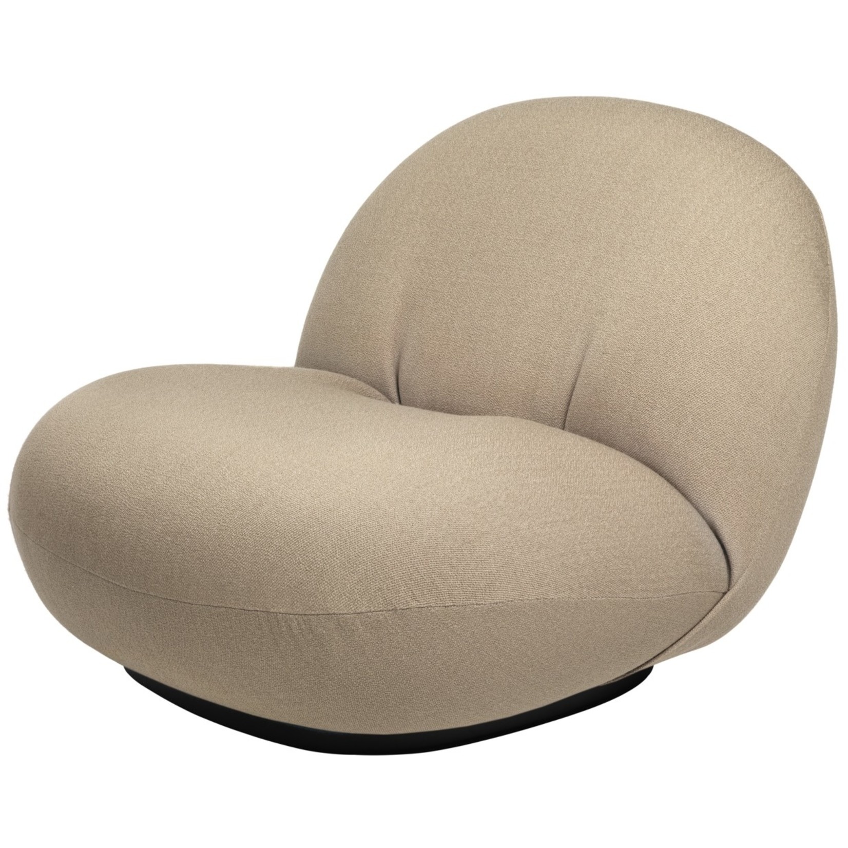 Gubi Pacha Lounge Chair | Fully Upholstered Vidar & Black Semi Matt Base, Returning Swivel