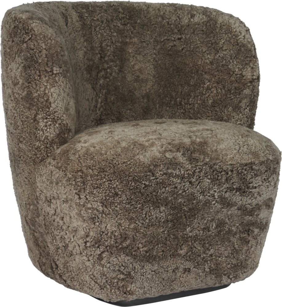 Gubi Stay Lounge Chair | Fully Upholstered Sheepskin & Black Base, Small Gubi Stay Lounge Chair | Fully Upholstered Sheepskin & Black Base, Small