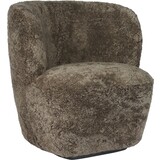 Gubi Stay Lounge Chair | Vollständig gepolstertes Schaffell und schwarze Basis, klein