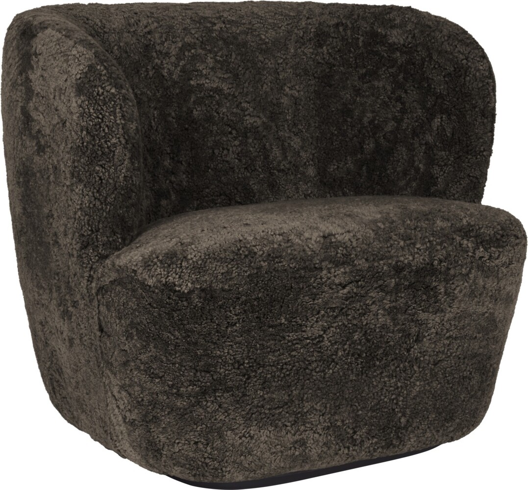 Gubi Stay Lounge Chair | Fully Upholstered Sheepskin & Black Base, Large Gubi Stay Lounge Chair | Fully Upholstered Sheepskin & Black Base, Large