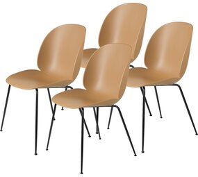 Gubi Chaise de salle à manger Beetle | Base non rembourrée marron ambre et noir mat, lot de 4 Gubi Chaise de salle à manger Beetle | Base non rembourrée marron ambre et noir mat, lot de 4