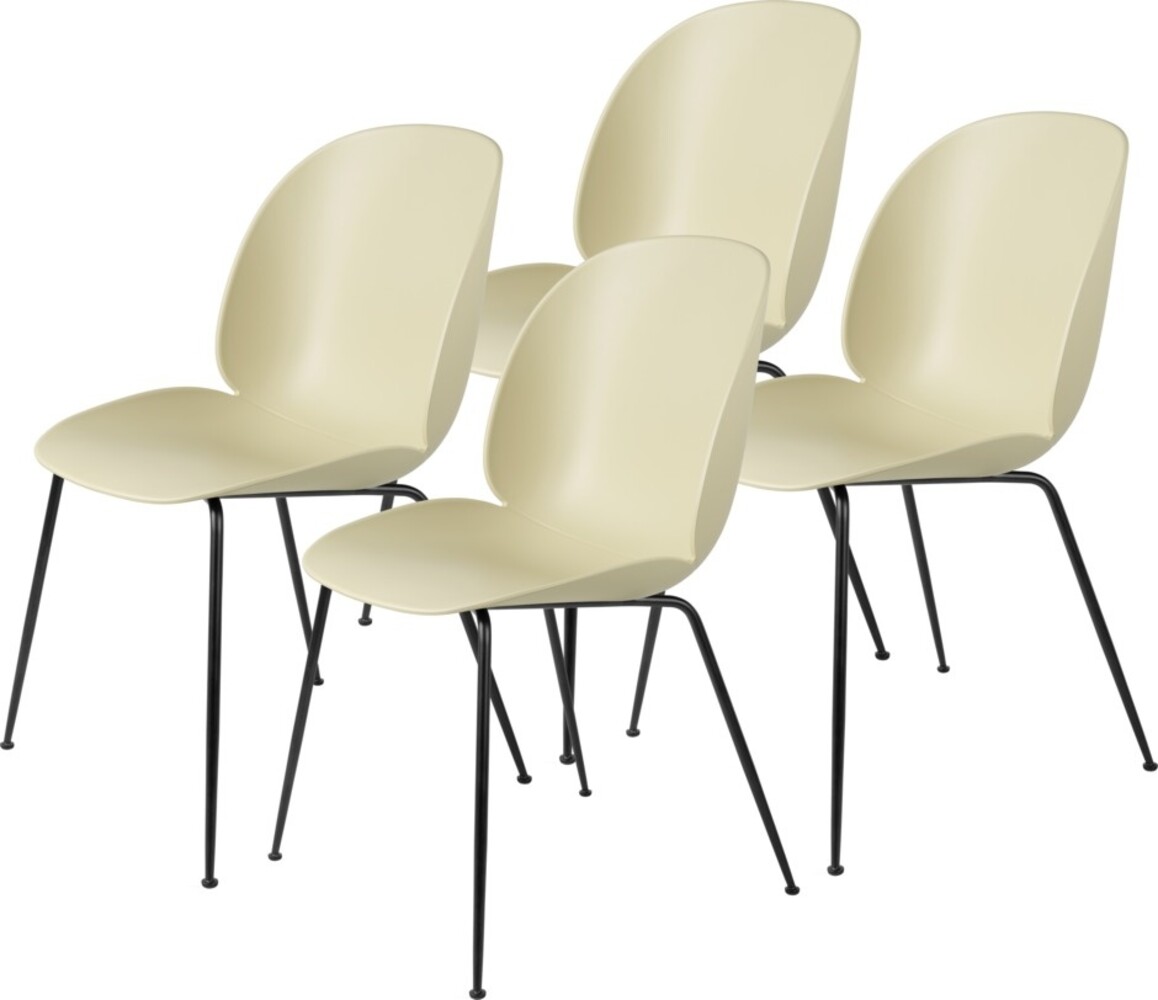 Gubi Sedia da pranzo Beetle | Base non imbottita verde pastello e nero opaco, set di 4 Gubi Sedia da pranzo Beetle | Base non imbottita verde pastello e nero opaco, set di 4