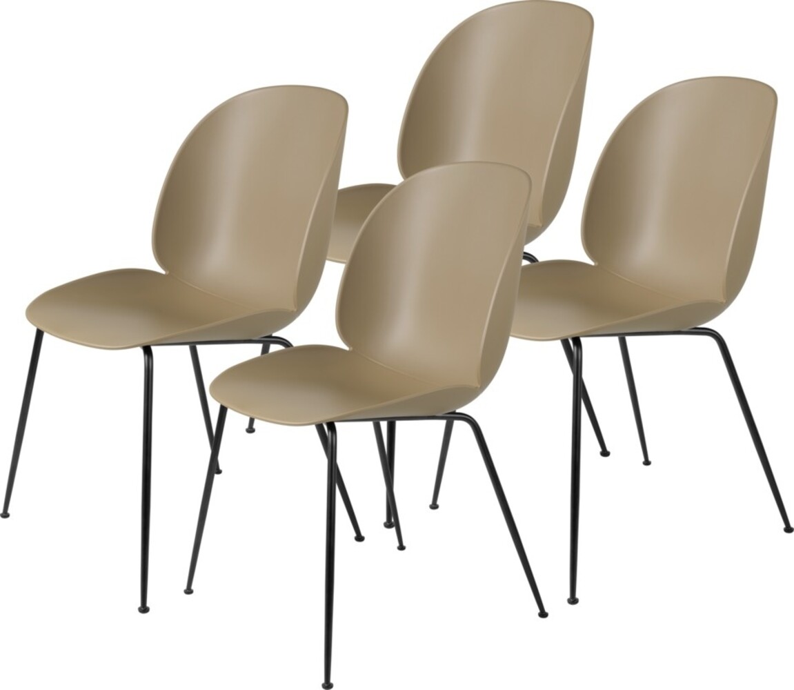 Gubi Silla de comedor escarabajo | Base mate sin tapizar en color marrón guijarro y negro, juego de 4 Gubi Silla de comedor escarabajo | Base mate sin tapizar en color marrón guijarro y negro, juego de 4