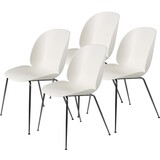 Gubi Chaise de salle à manger Beetle | Base Chorme blanche et noire en albâtre non rembourrée, ensemble de 4 Gubi Chaise de salle à manger Beetle | Base Chorme blanche et noire en albâtre non rembourrée, ensemble de 4