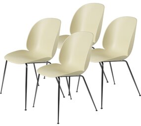 Gubi Chaise de salle à manger Beetle | Base chromée vert pastel et noir non rembourrée, ensemble de 4 Gubi Chaise de salle à manger Beetle | Base chromée vert pastel et noir non rembourrée, ensemble de 4