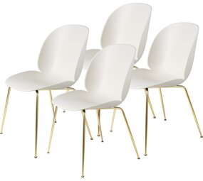 Gubi Chaise de salle à manger Beetle | Base semi-mate en albâtre et laiton non rembourrée, lot de 4 Gubi Chaise de salle à manger Beetle | Base semi-mate en albâtre et laiton non rembourrée, lot de 4