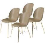 Gubi Beetle Dining Chair | Un-Upholstered Pebble Brown & Brass Semi Matt Base, Set van 4