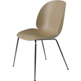 Gubi Chaise de salle à manger Beetle | Base non rembourrée marron galet et chrome noir. Gubi Chaise de salle à manger Beetle | Base non rembourrée marron galet et chrome noir.