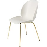 Gubi Beetle Dining Chair | Un-Upholstered Alabaster White & Brass Semi Matt Base Gubi Beetle Dining Chair | Un-Upholstered Alabaster White & Brass Semi Matt Base