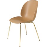 Gubi Chaise de salle à manger Beetle | Base semi-mate en laiton et marron ambre non rembourrée Gubi Chaise de salle à manger Beetle | Base semi-mate en laiton et marron ambre non rembourrée