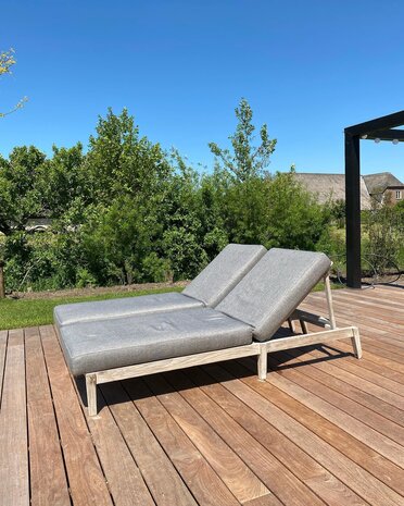 GOMMAIRE Outdoor Meubels | Organic Living Sunny Bed Copenhague | Teak Natural Grey