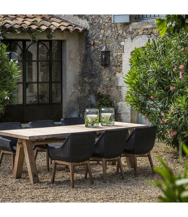GOMMAIRE Outdoor Meubels | Organic Living Poltrona Jacky | Teak Grigio Naturale / Vimini PE Antracite