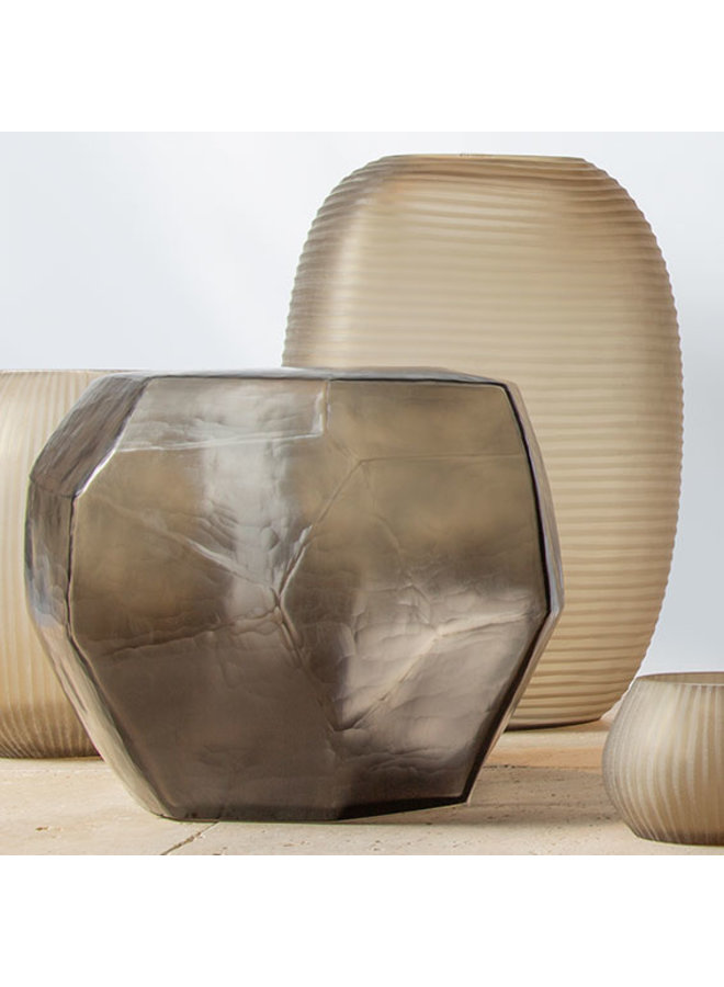Vase kubistisch rund | Helles Rauchgrau / Dunkelgrau