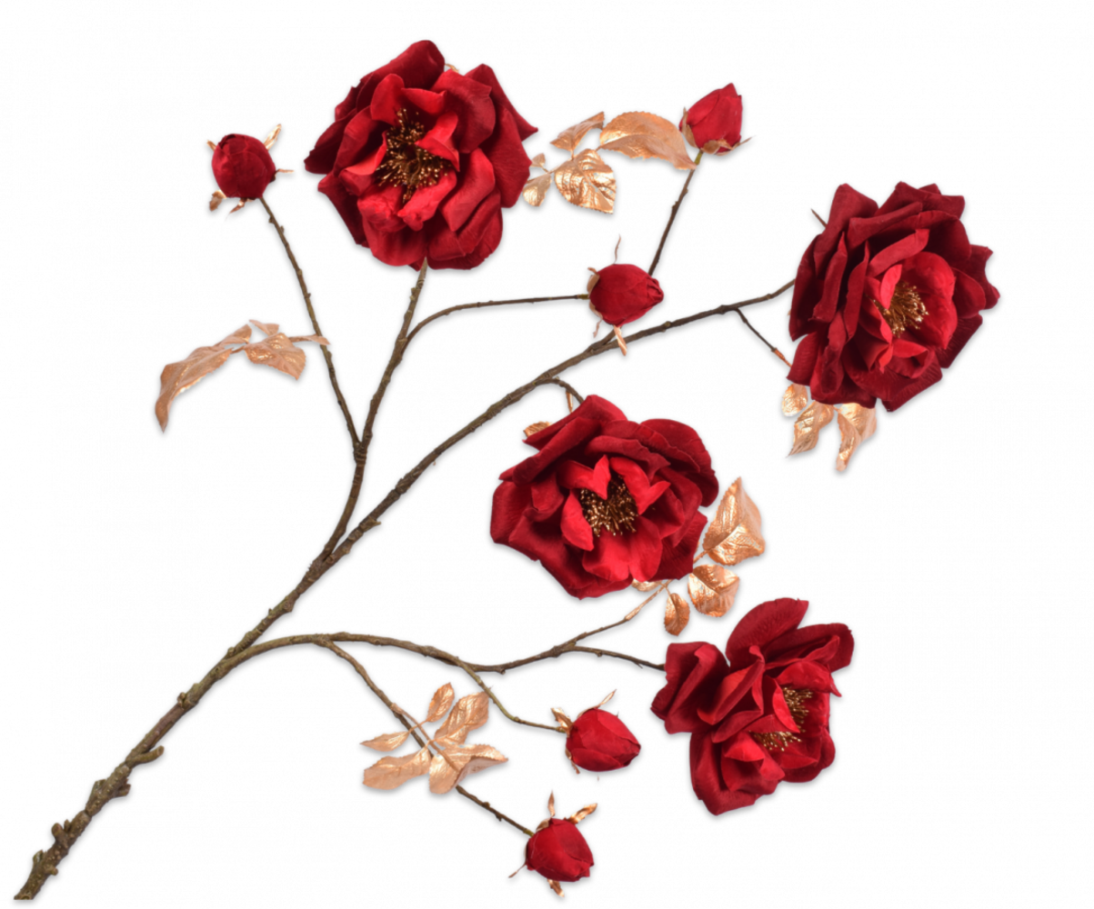 SILK-KA Rose Branch Gull / Rød | 122 cm SILK-KA Rose Branch Gull / Rød | 122 cm