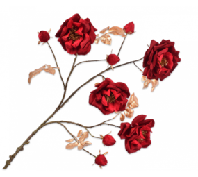 SILK-KA Rose Branch Gold / Red | 122 cm