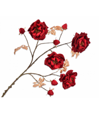 SILK-KA Rose Branch Gull / Rød | 122 cm