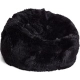 Natures Collection Pouf en peau de mouton | Nouvelle-Zélande Longwool Noir 92x93