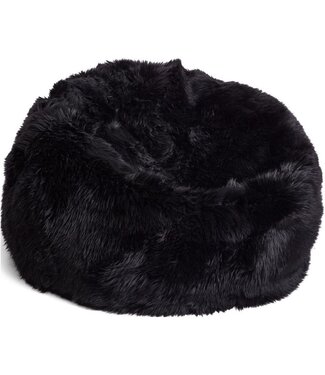 Natures Collection Pouf en peau de mouton | Nouvelle-Zélande Longwool Noir 92x93