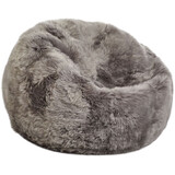 Natures Collection Pouf in pelle di pecora | Nuova Zelanda Lana Lunga Grigio Chiaro 92x93