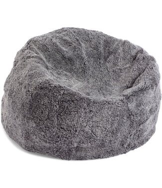 Natures Collection Pouf en peau de mouton | Laine courte de Nouvelle-Zélande Gris clair 73x74