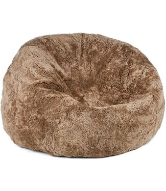 Natures Collection Pouf in pelle di pecora | Lana corta neozelandese color tortora 92x93