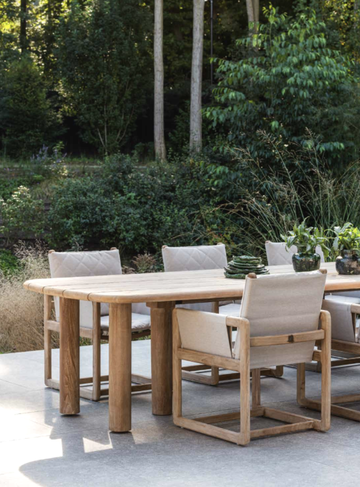GOMMAIRE Outdoor | Organic Living Dining Table Carlo | Teak Natural Grey