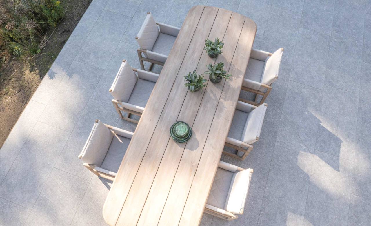 GOMMAIRE Outdoor | Organic Living Tavolo da pranzo Carlo | Teak grigio naturale