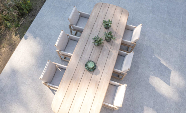 GOMMAIRE Outdoor | Organic Living Tavolo da pranzo Carlo | Teak grigio naturale