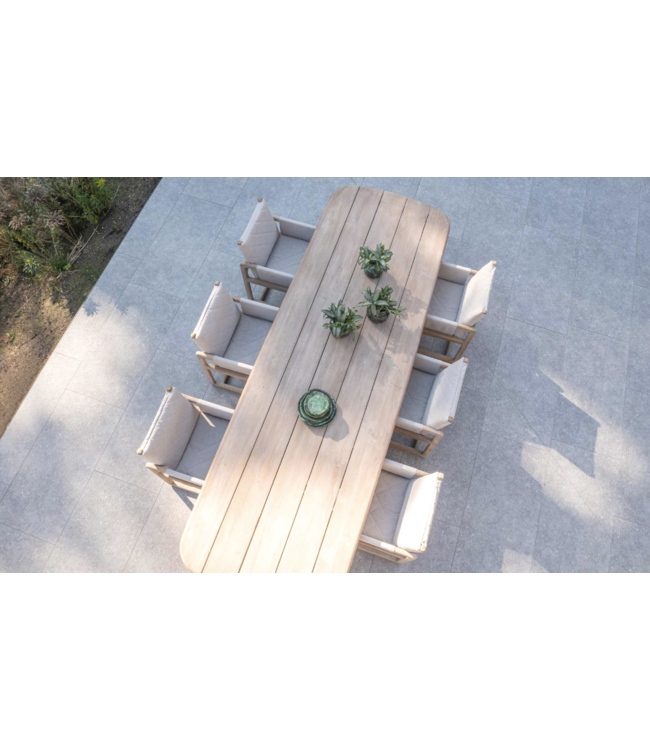 GOMMAIRE Outdoor Meubels | Organic Living Table de salle à manger Carlo | Teck gris naturel