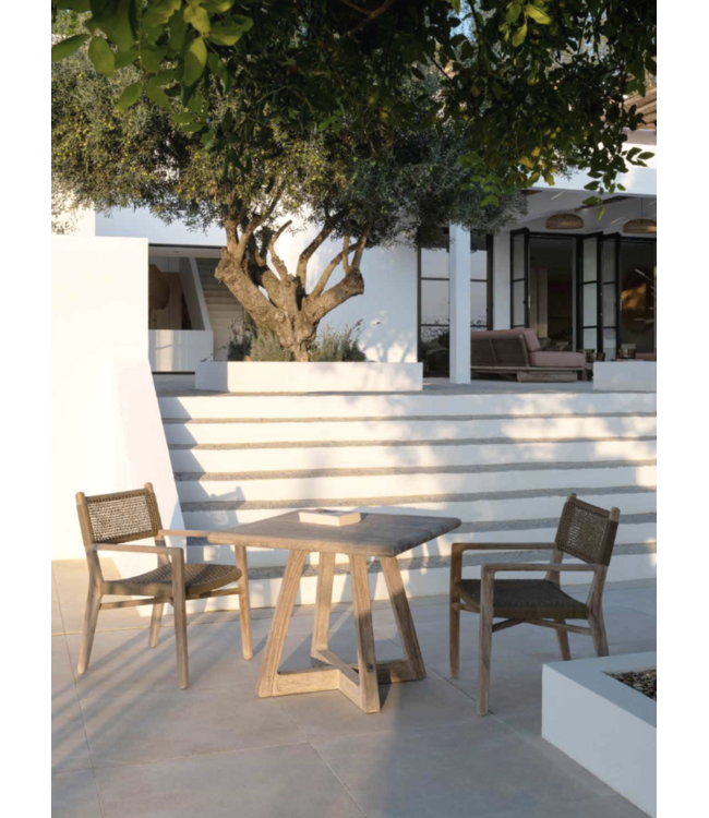 GOMMAIRE Outdoor Meubels | Organic Living Table de bistro Dennis | Teck recyclé gris naturel
