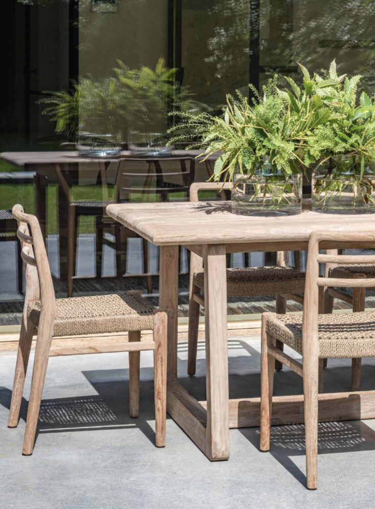 GOMMAIRE Outdoor | Organic Living StolJared | Teak Naturgrå / PE-flettet antikk marihuana